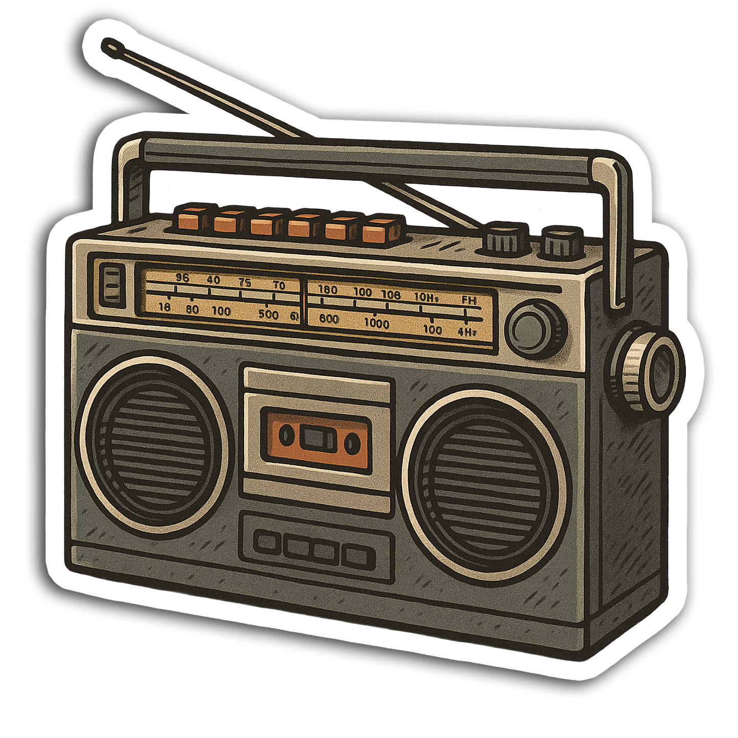 Retro Music Sticker Collection - 70s Boom Box