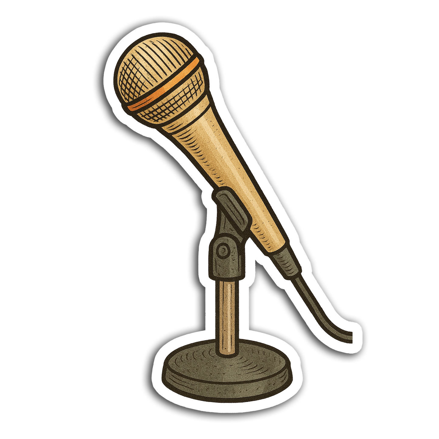 Retro Music Sticker Collection - 70s Mic with Stand