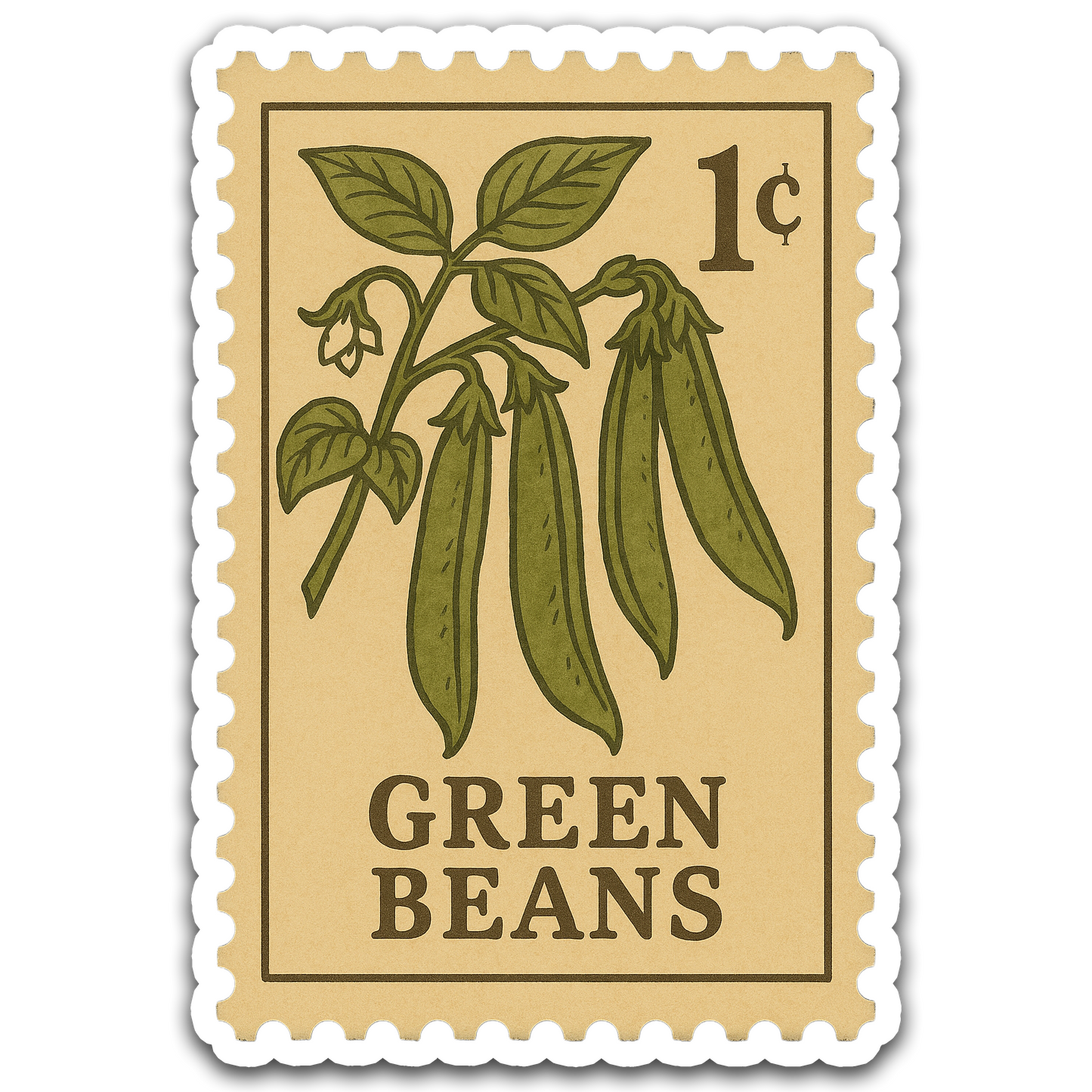Vintage Garden Sticker Series - Green Beans Stamp