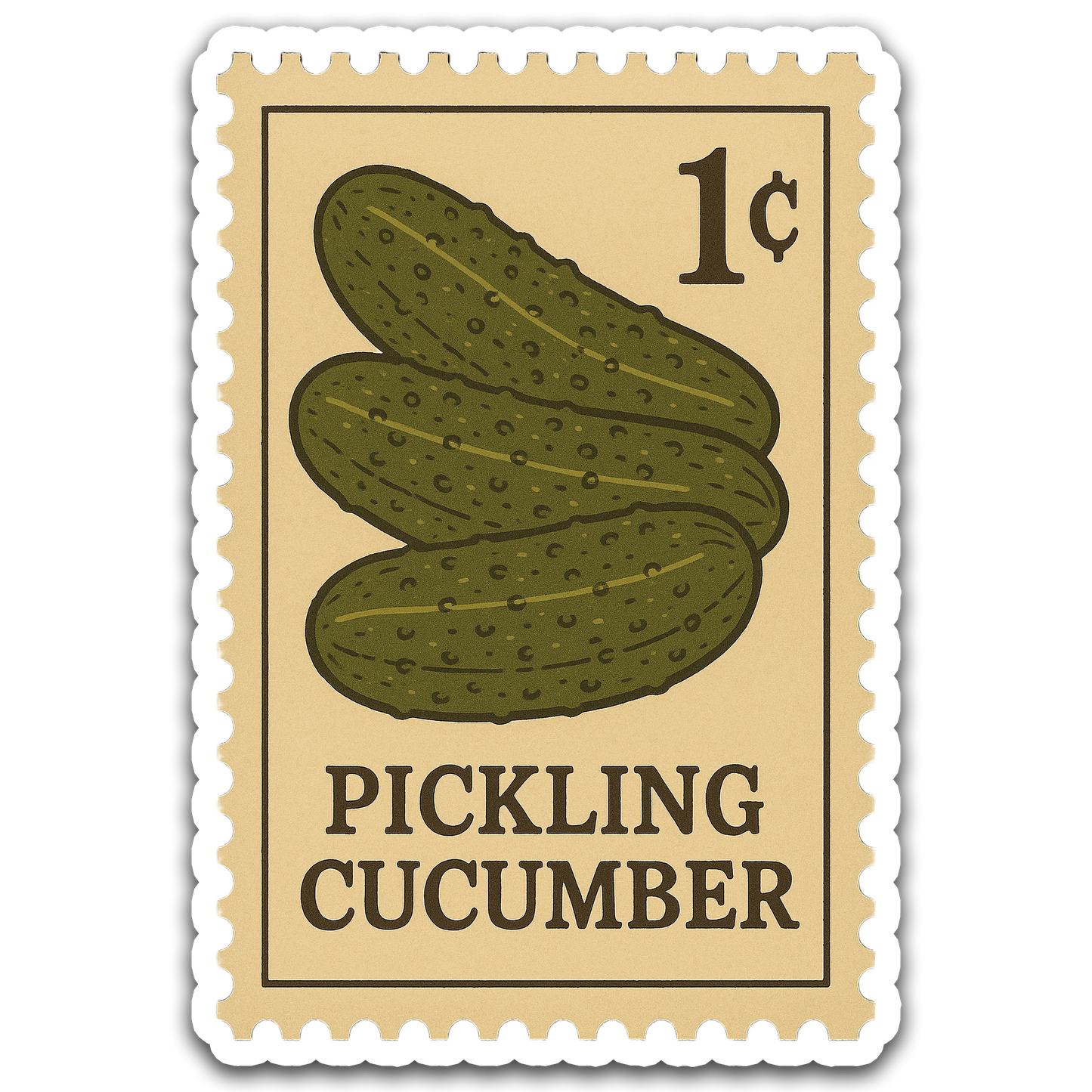 Vintage Garden Sticker Series - Pickling Cucumbers Stamp
