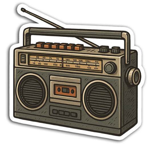 Retro Music Sticker Collection - 70s Boom Box