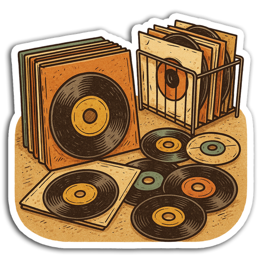 Retro Music Sticker Collection - 70s LPs and 45s