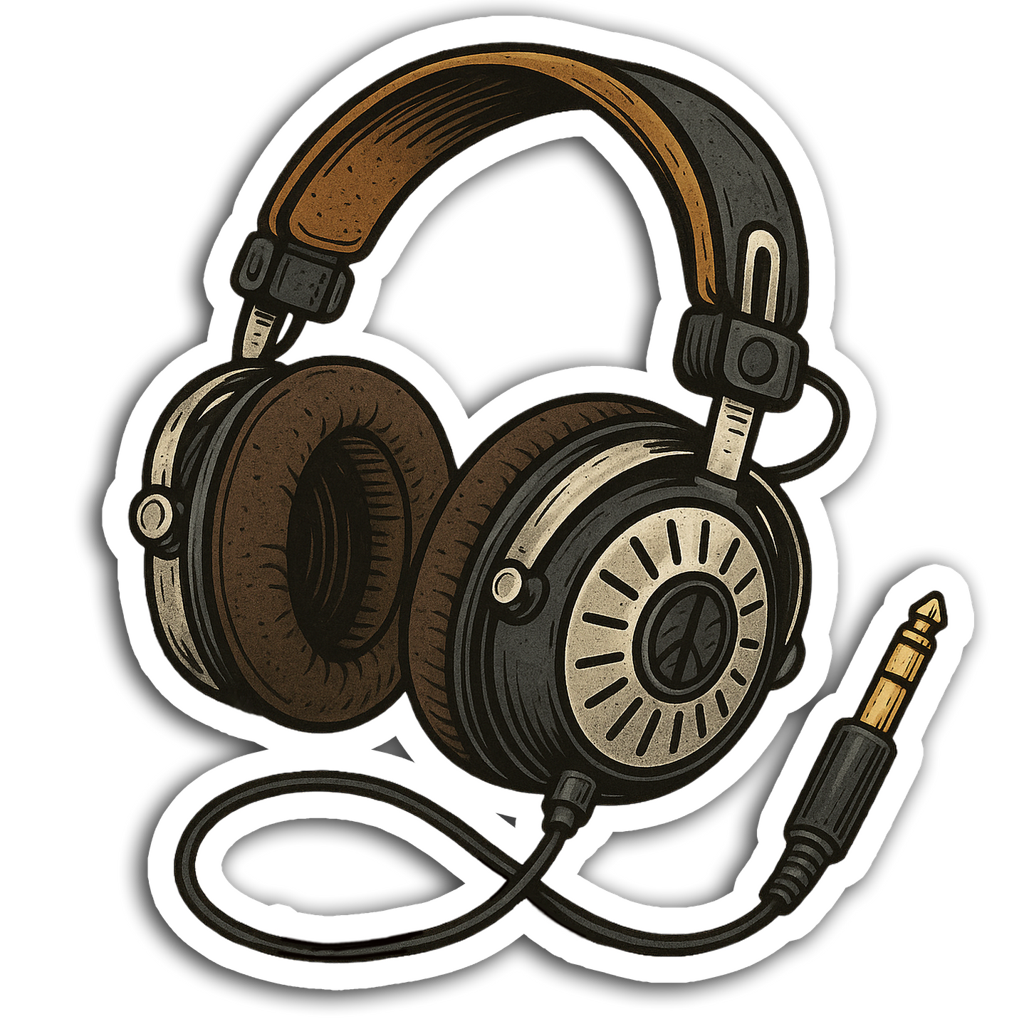 Retro Music Sticker Collection - 70s Over the Ear Headphones
