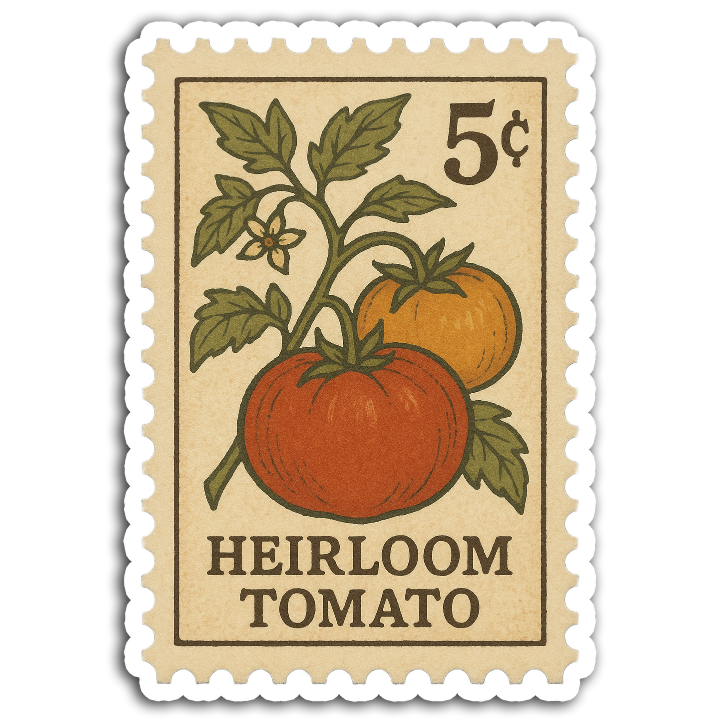Vintage Garden Sticker Series - Heirloom Tomato Stamp