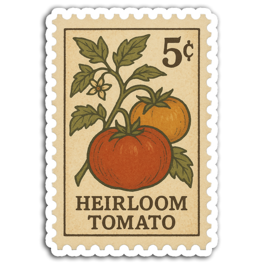 Vintage Garden Sticker Series - Heirloom Tomato Stamp