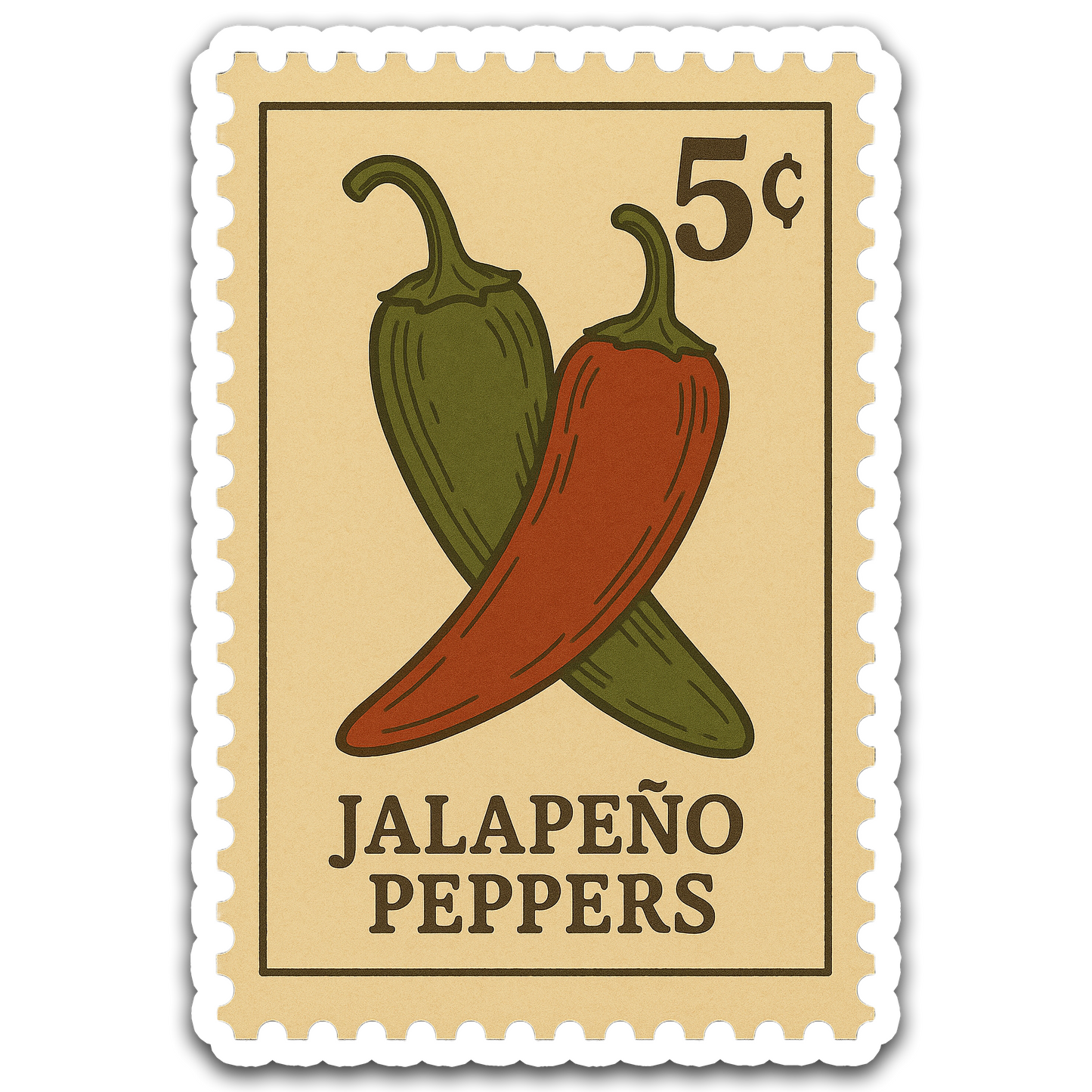 Vintage Garden Sticker Series - Jalapeño Peppers Stamp